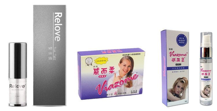 外用型威而柔產品，包含Viazome佛願威而柔凝露、親密威而柔與德國Pjur噴霧
