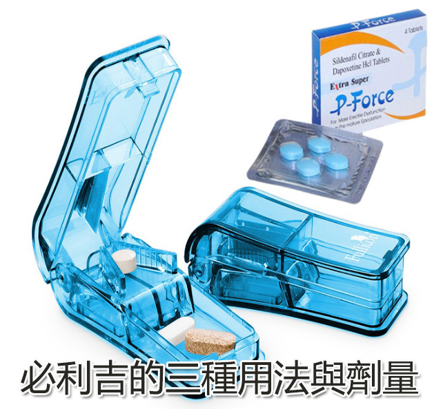 必利吉三種用法與劑量示意圖，包含按需服用、每日服用、定時服用的比較