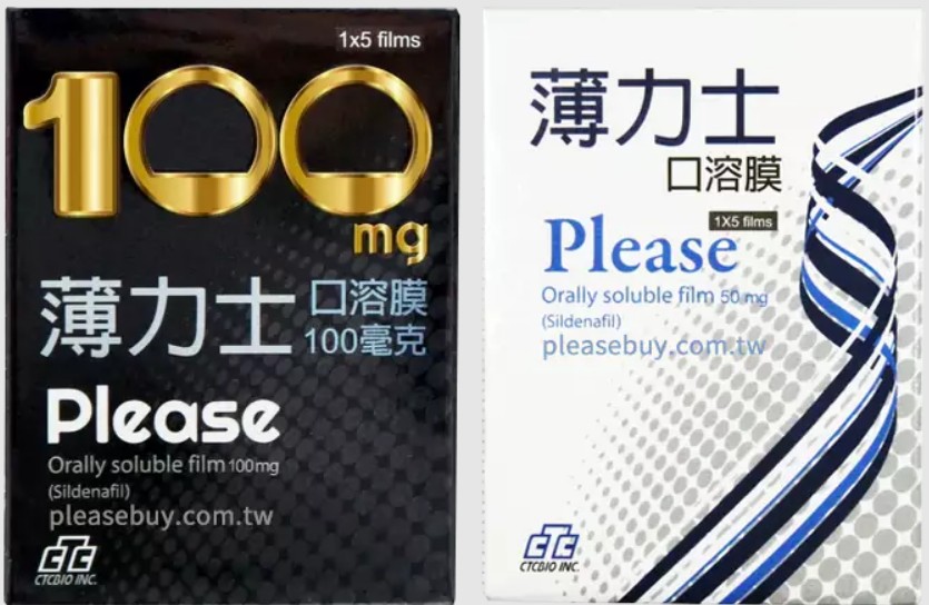 薄力士口溶膜產品外觀與使用方式示意圖，展示口溶膜快速溶解的特性