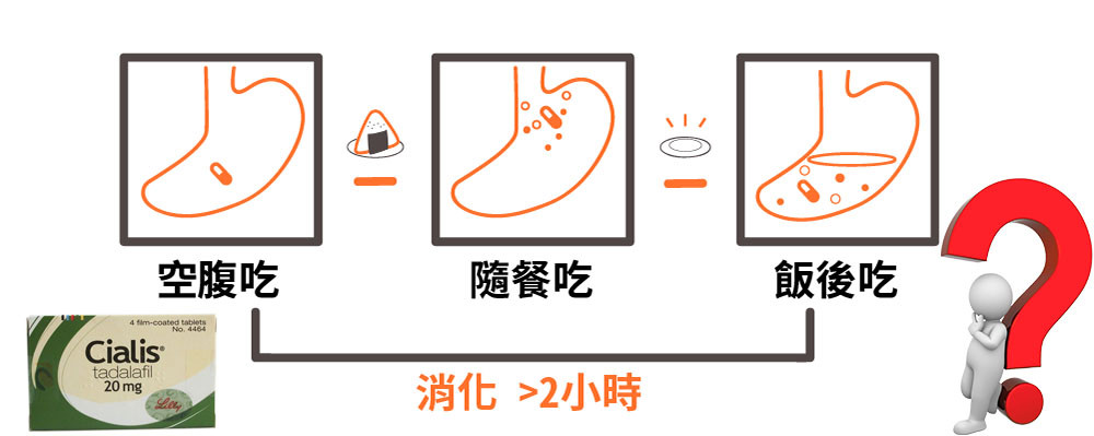 空腹與飯後服用犀利士的效果比較說明圖