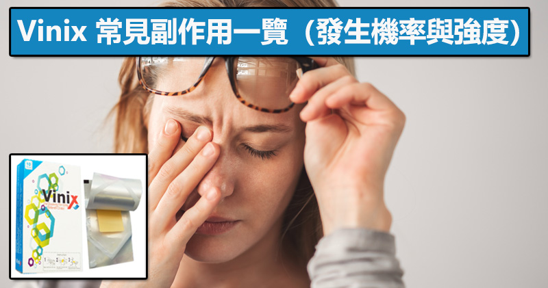 Vinix 威而鋼口溶膜常見副作用與發生率統計圖表