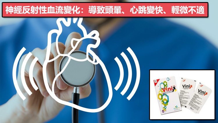 神經反射性血流變化導致頭暈心跳變快示意圖